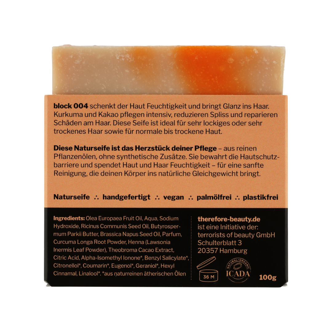 Soap Block 004 | for dry skin | ideal for strong curls & Afro hair | with turmeric & cocoa