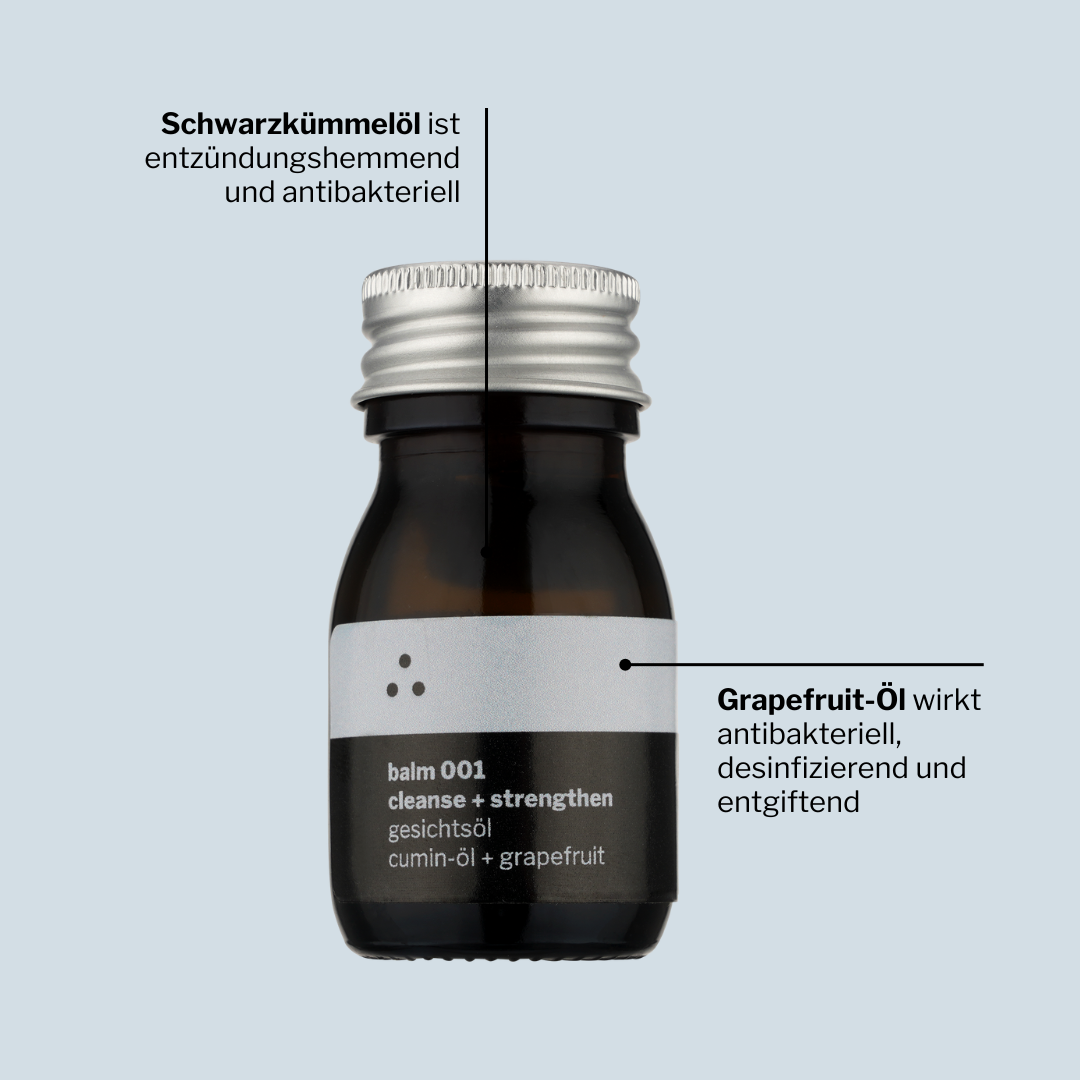 balm 001 | face oil with black seed oil | for blemished skin | fights pimples + acne