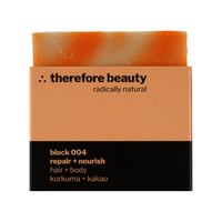 Seife block 004 | bei trockener Haut | ideal bei starken Curls + Afro | mit Kurkuma + Kakao