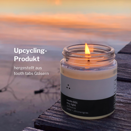 candle 001 | Scented Candle with Cedarwood Oil + Lemongrass | Upcycling Community Project